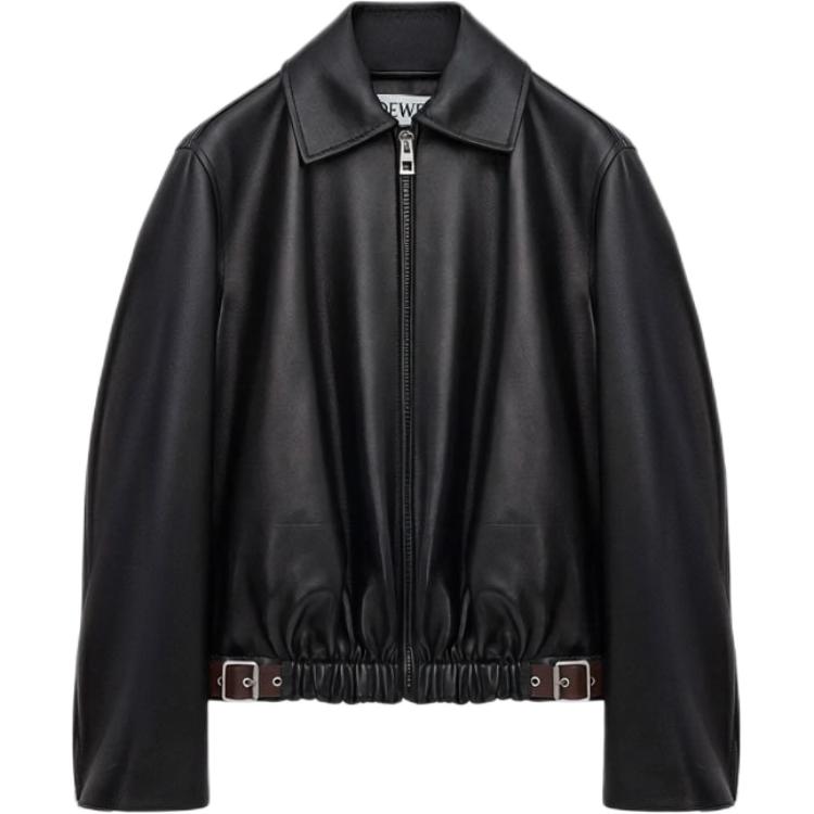 Женская кожаная куртка LOEWE LOEWE FW25 (черная)
