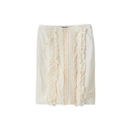 MIU MIU SS24 Casual Long Skirt Women's Ivory
