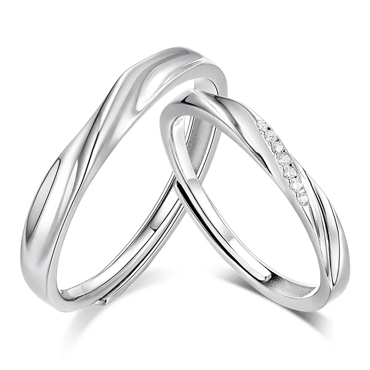 KADER 925 Sterling Silver Synthetic Cubic Zirconia Rings Unisex Silver white Gift Box