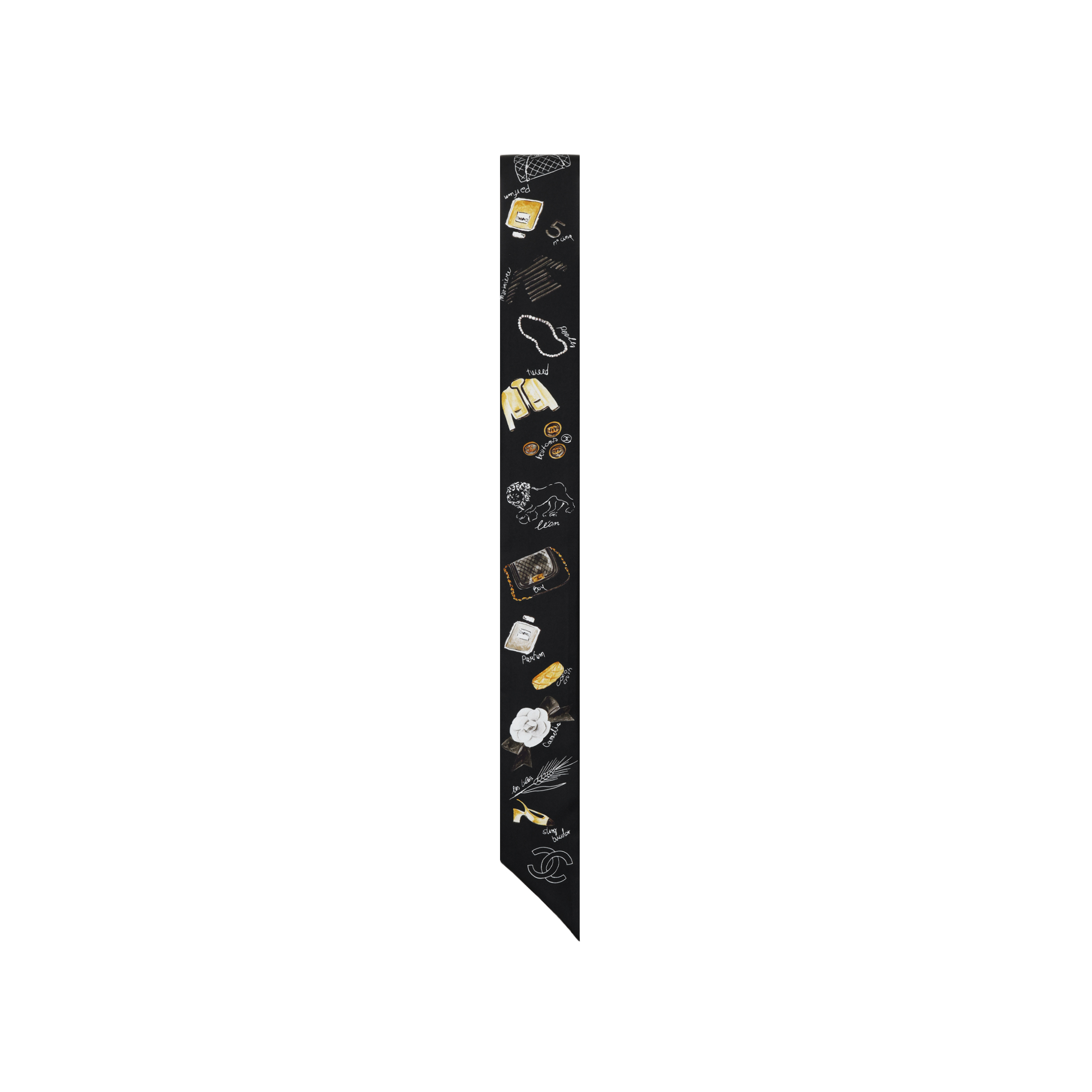 CHANEL Silk Scarves Women's Black