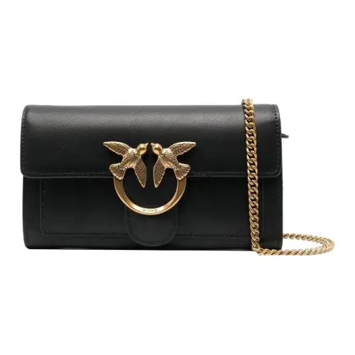 PINKO Calfskin Small Square Bag, Crossbody Bag, Shoulder Bag Women's Black