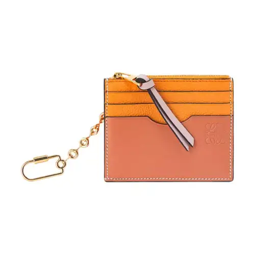 LOEWE Soft Grain Cow Leather Card Holder Women's Orange