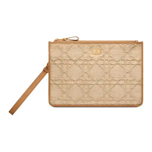 DIOR Raffia Clutch Medium Women's Light Brown