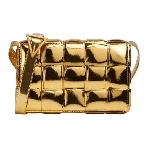 Bottega Veneta Padded Cassette Sheepskin Pillow Bag, Crossbody Bag, Shoulder Bag Women's Gold
