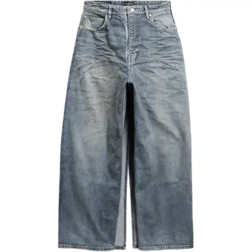 Balenciaga FW23 Apron Pants Skirt Denim Long Skirt, Regular Fit Women's Blue