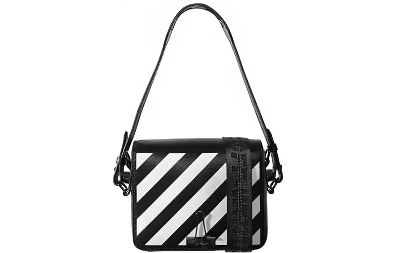 OFF WHITE Binder Clip Diag Flap Bag Black/White