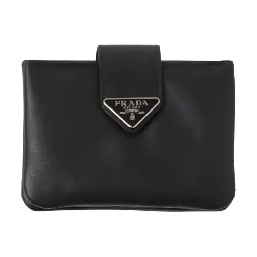 PRADA Leather Card Holder Men's Black