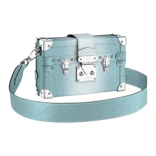 LOUIS VUITTON PETITE MALLE Ostrich Leather Crossbody Bag, Shoulder Bag Women's Light Blue
