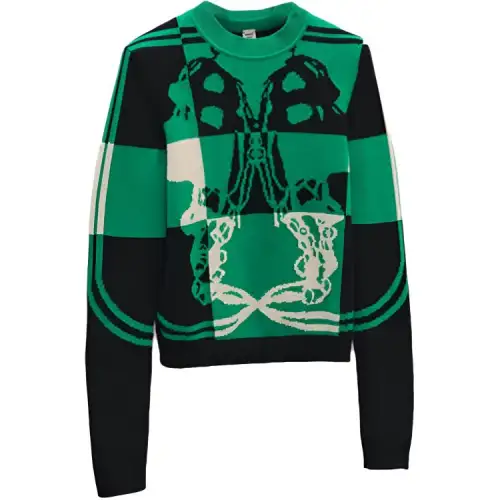 HERMES Cashmere Sweaters Women's Green Crew Neck Moderate