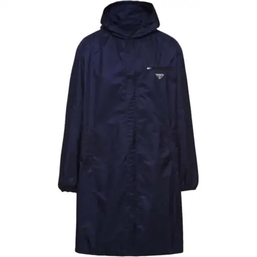 PRADA Coats Men's Navy Hooded Moderate