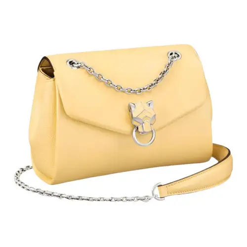 CARTIER Panthère De Cartier Calfskin Shoulder Bag, Crossbody Bag Mini Women's Light Yellow