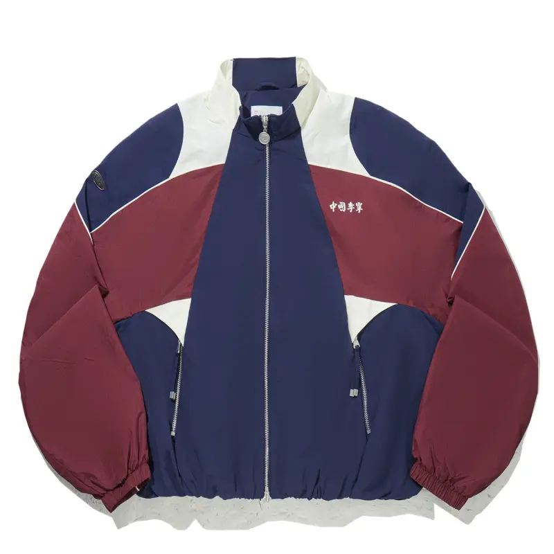 Li Ning Trench Coats Women's Deep Navy Blue/Rich Wine Red/Mother Of Pearl White Stand Collar Moderate