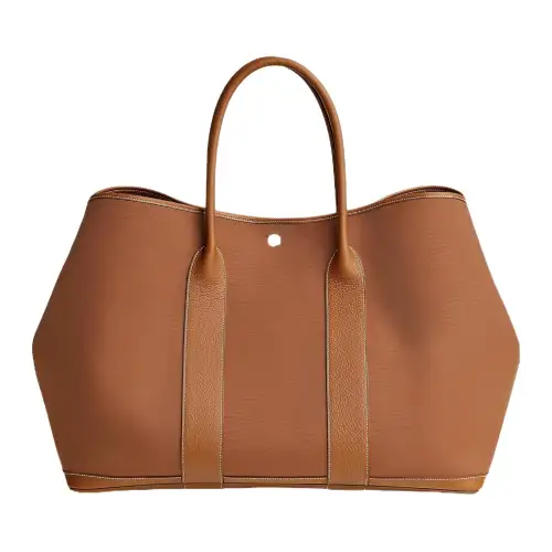 HERMES Garden Party Canvas And Negonda Calfskin Handbag 49 Women's P8 Kaki Khaki