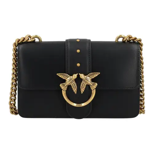 PINKO Cow Leather Crossbody Bag, Shoulder Bag Women's Black