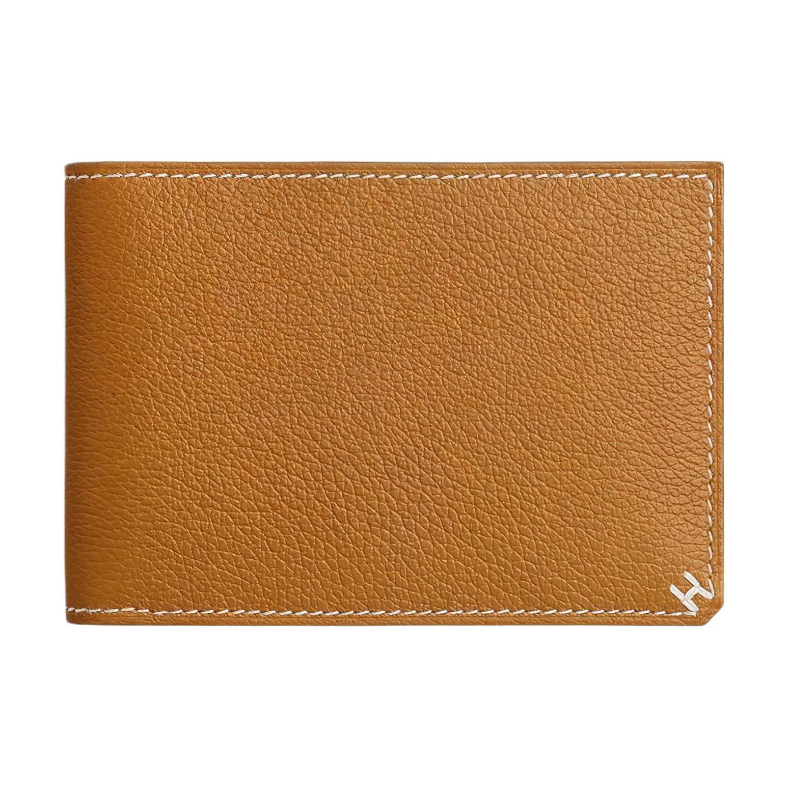 HERMES H Sellier Evercolor Calfskin Card Holder Women's 28 Caramel