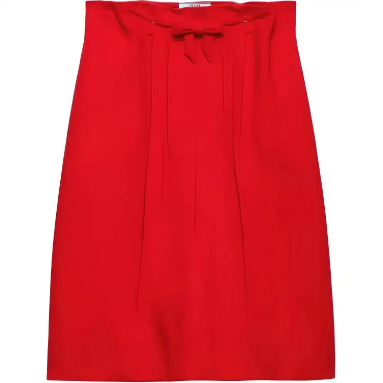 Prada bow-detail pleated midi straight skirt