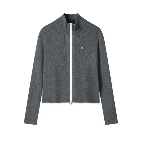 FILA WHITE Knitwear Women's Gray Stand Collar Moderate