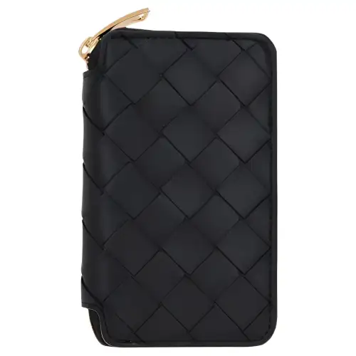Bottega Veneta Woven Leather Key Pouch Women's Black