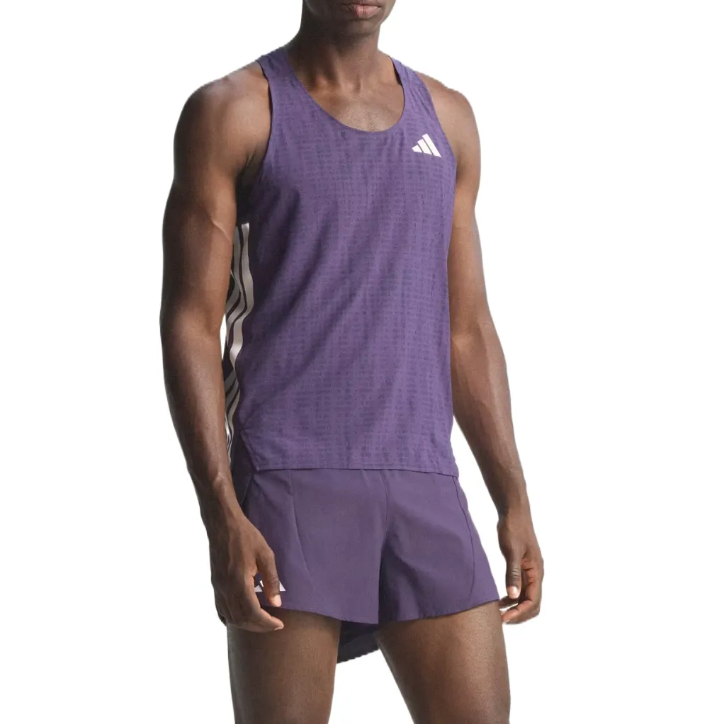 Adidas Adizero Tank Tops Men's Purple Crew Neck Moderate