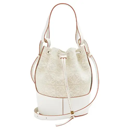 LOEWE Balloon Jacquard Fabric With Calfskin Shoulder Bag, Crossbody Bag, Bucket Bag, Handbag Women's Ecru/Soft White