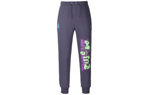 Nike Morant Series Ja Fleece Lace Comfortable Foot Basketball Pants Men's Black Purple/Baltic Blue