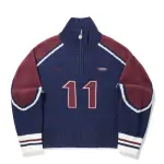 Li Ning Knitwear Women's Deep Navy Blue/Rich Wine Red/Mother Of Pearl White Stand Collar Moderate