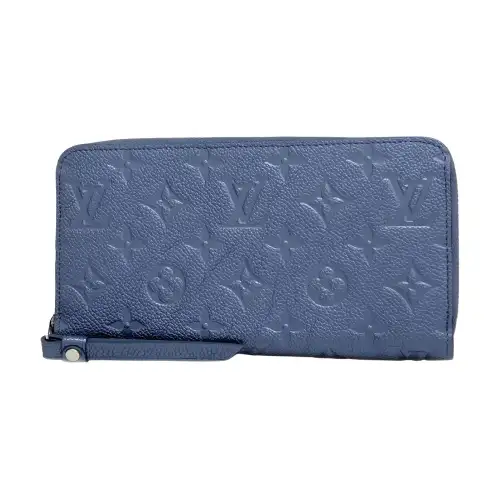 LOUIS VUITTON ZippyEMPREINTE Collection Calfskin Wallet Unisex Marine Blue