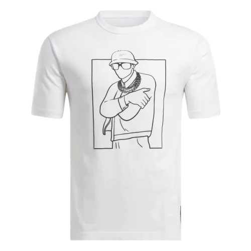 Reebok T Shirts Unisex White Crew Neck Moderate Straight Fit
