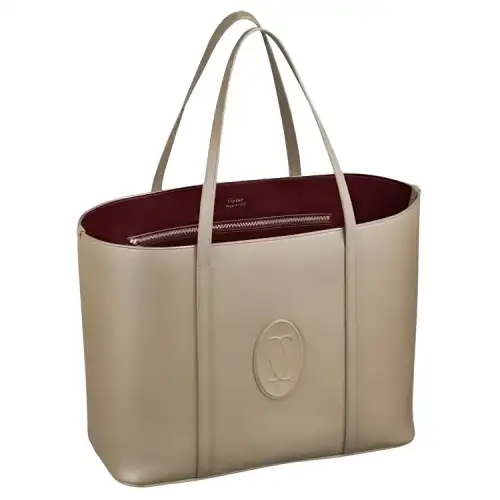 CARTIER Calfskin Handbag Women's Taupe