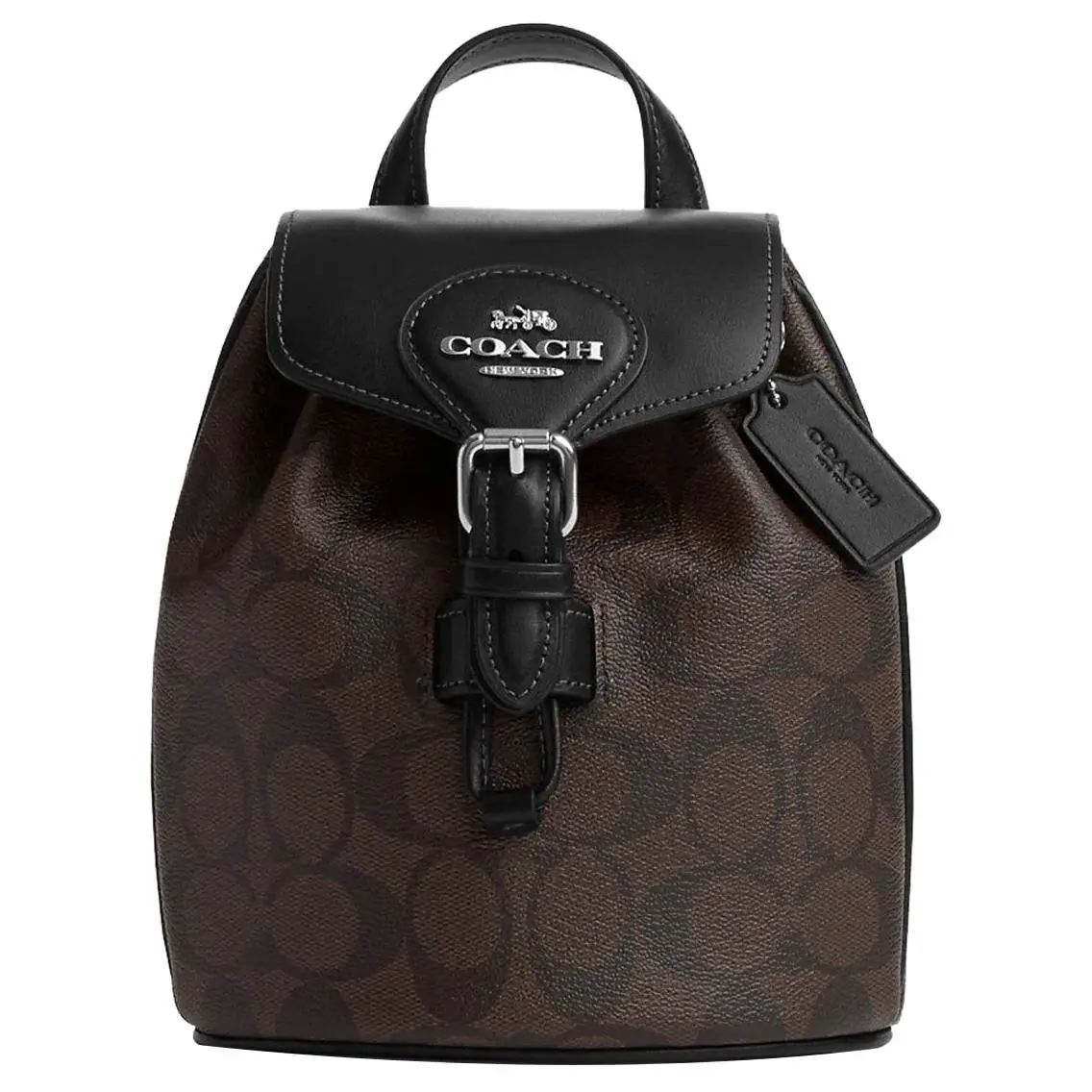 COACH Amelia Canvas With Smooth Leather Backpack Small Women's Black & Brown