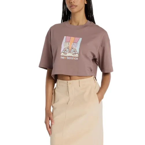 New Balance T Shirts Women's Brown Crew Neck