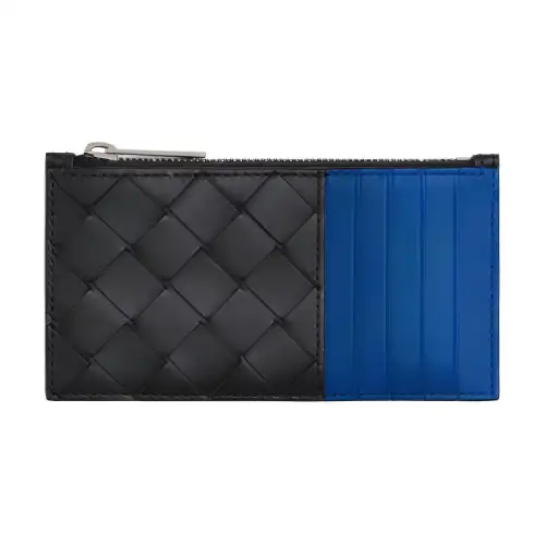 Bottega Veneta Woven Cow Leather Card Holder Men's Black