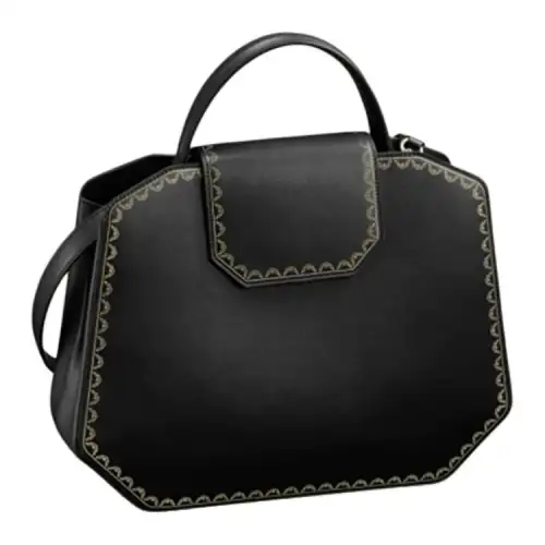 CARTIER Guirlande Calfskin Handbag, Shoulder Bag, Crossbody Bag Medium Women's Black