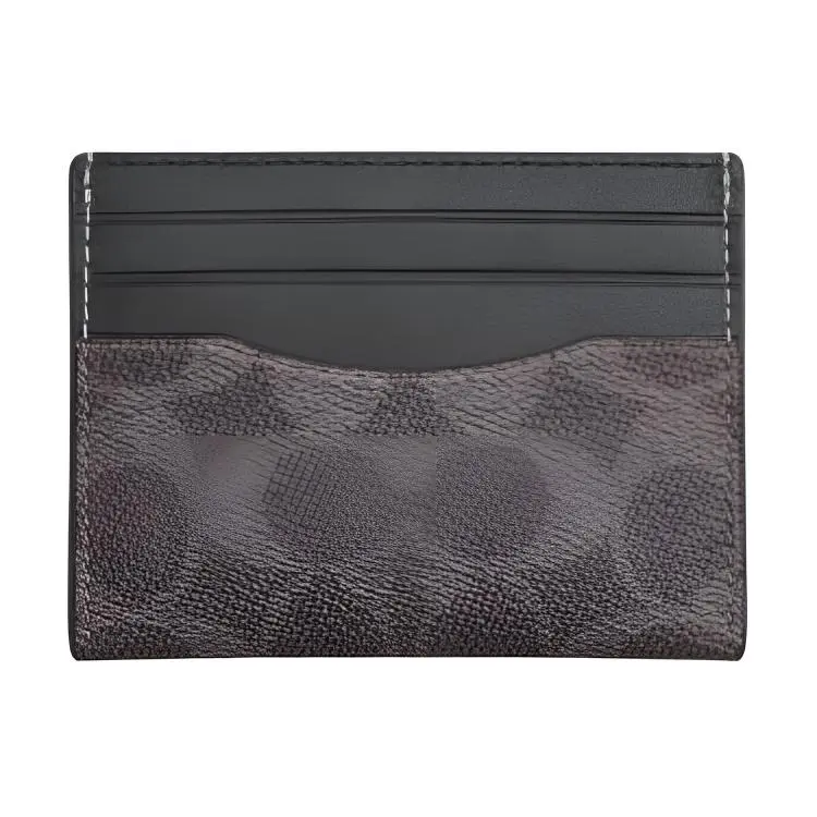 COACH Card Case Artificial Leather With Plastic With Cow Leather Card Holders Men's Gray