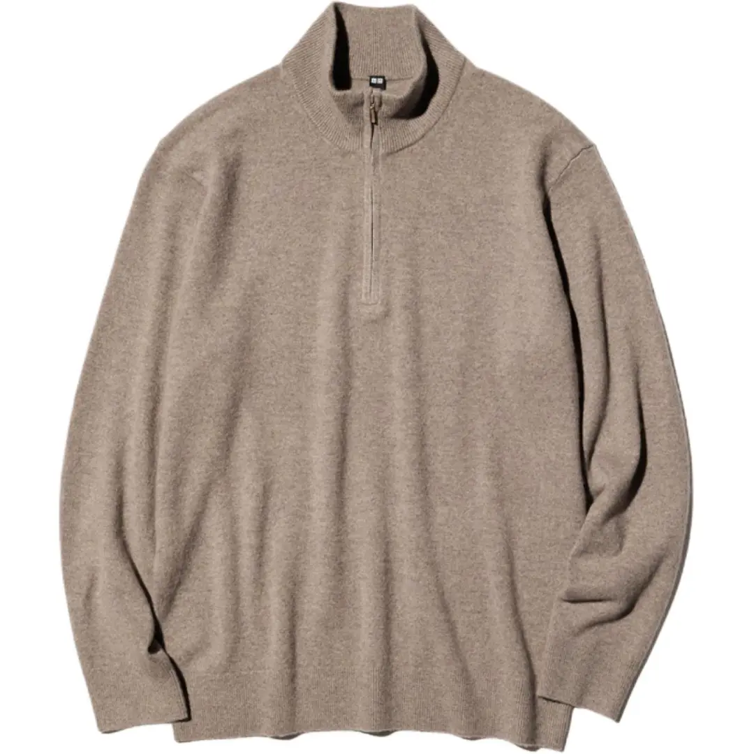 UNIQLO Cashmere Sweaters Men's Light Umber Stand Collar Moderate