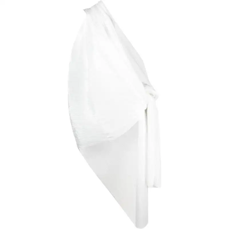 PLEATS PLEASE ISSEY MIYAKE Solid color V-neck pleated asymmetric hem chiffon shirt for women, white