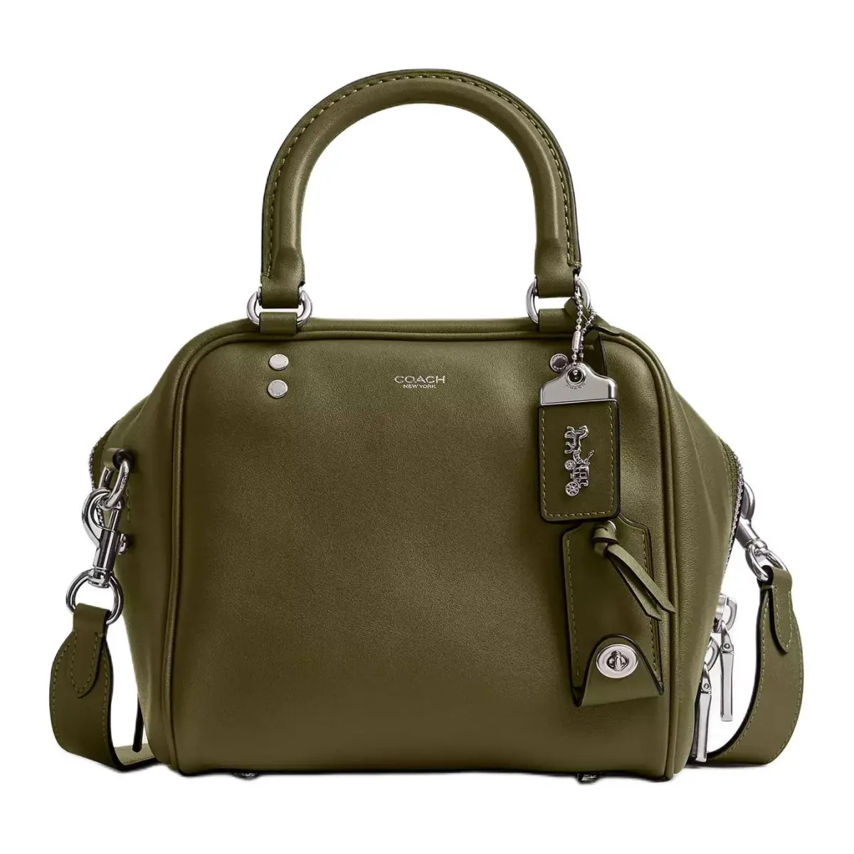 COACH Rogue Cow Leather One Shoulder Handbag Small Women's Olive Green