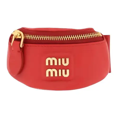 MIU MIU Leather Wrist Bag Women's Red