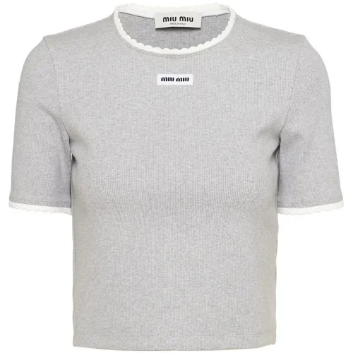 MIU MIU Embroidered logo Short sleeve Jumper