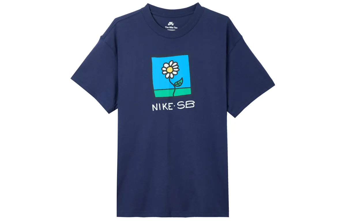 Nike T-Shirts Men's Navy Blue Crew Neck Moderate