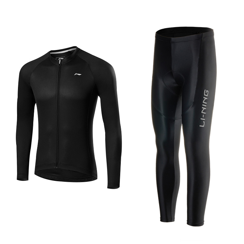 Li Ning Cycling Suits Men’s Black Crew Neck Thin