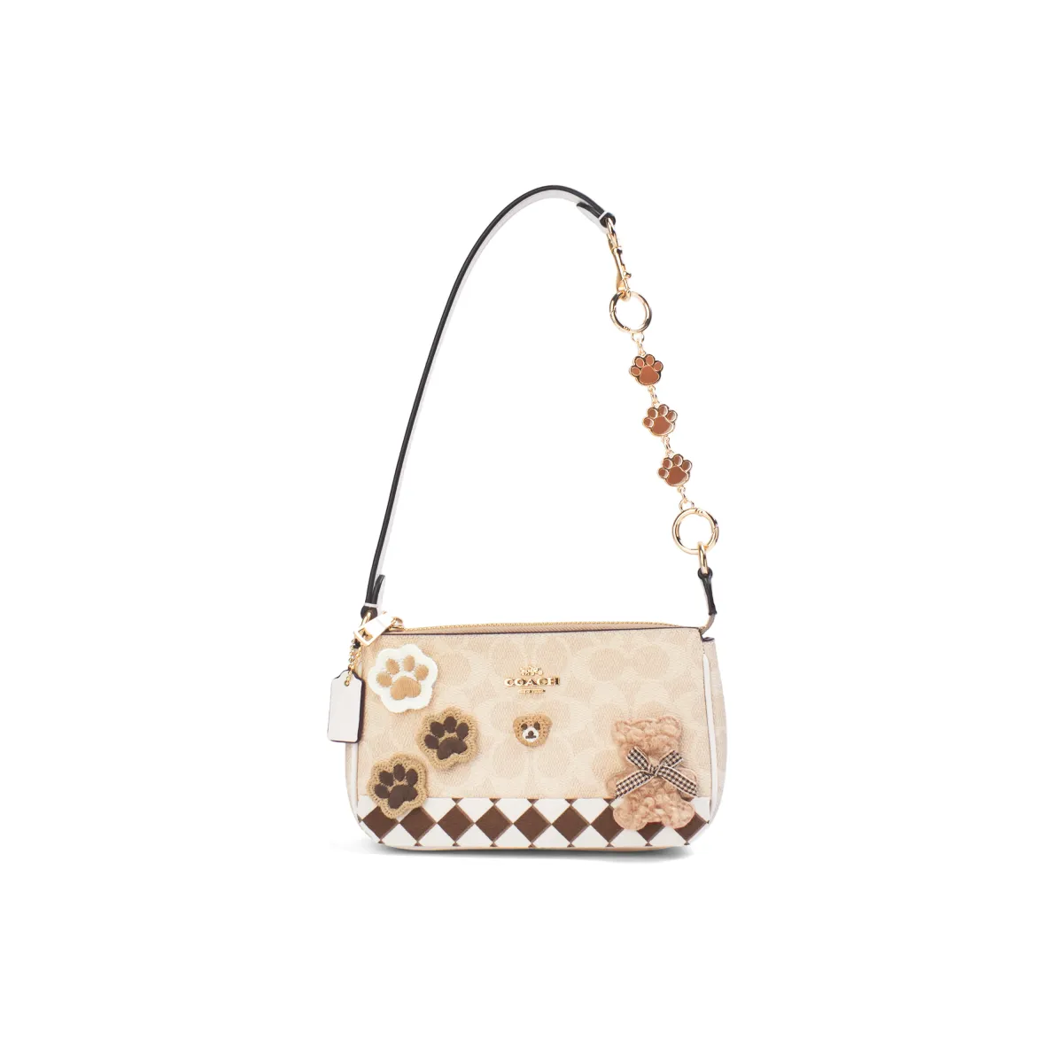 COACH Nolita Coated Canvas Shoulder Bag Small Women's Bear Cute Paw