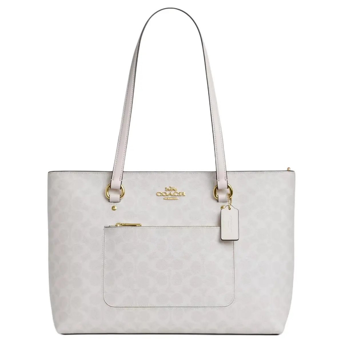 COACH Station Coated Fabric With Smooth Leather Tote Bag, Shopping Bag, Handbag, Shoulder Bag Large Women's Chalk