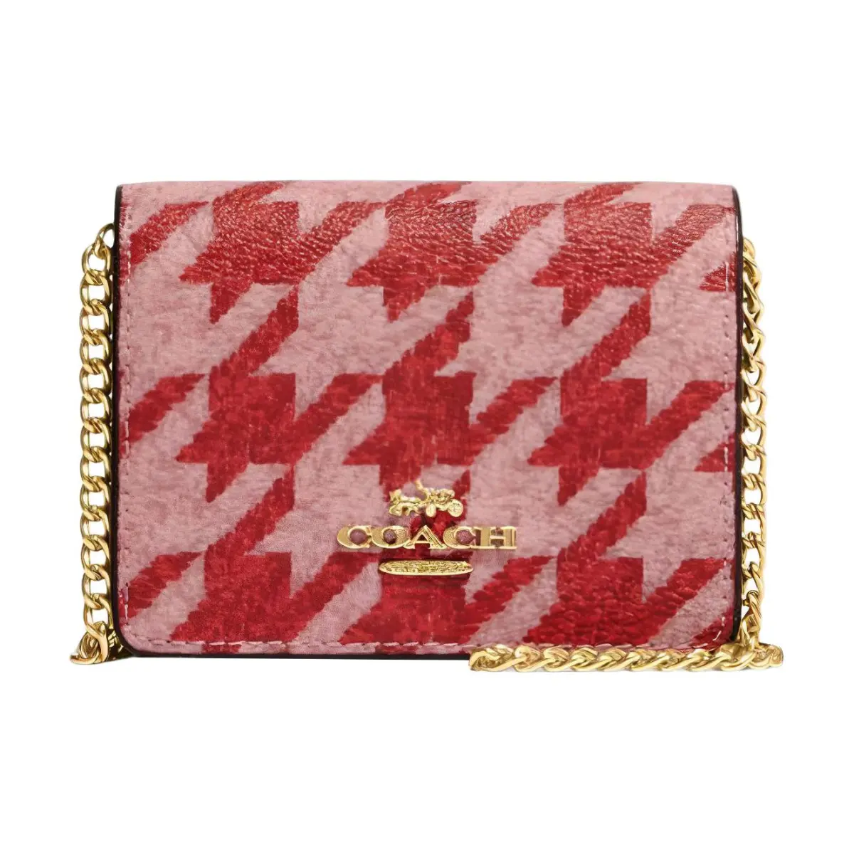 COACH Coated Canvas With Leather Square Bag Wallet Mini Women's Red
