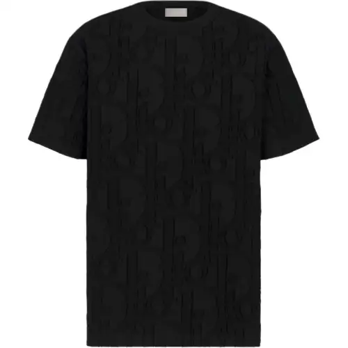 DIOR T Shirts Men's Black Crew Neck Moderate Straight Fit