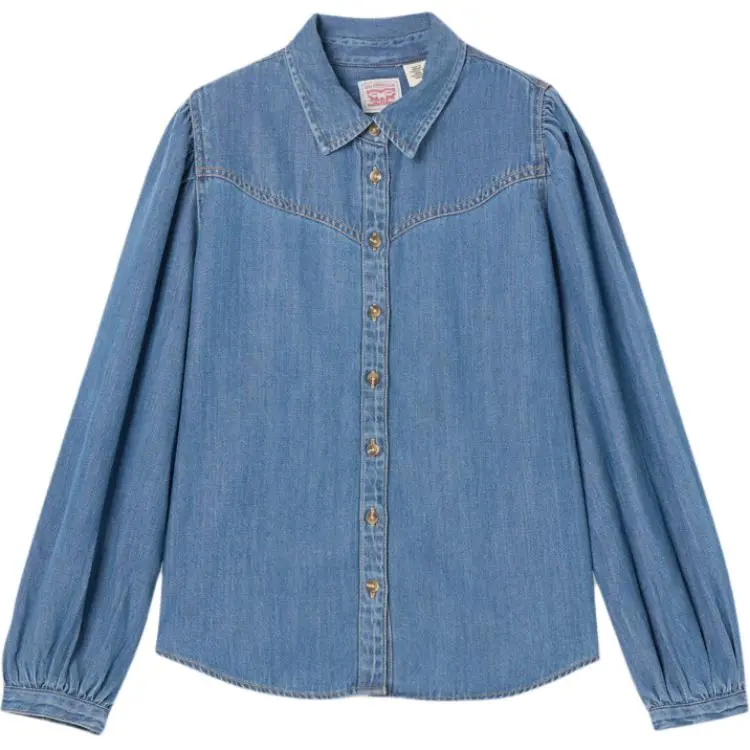 Levi's Denim Jackets Women's Denim Blue Lapel Moderate Straight Fit