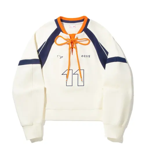Li Ning Sweatshirts Women's M Of Pearl White/Deep Blue/Carrot Orange Moderate Regular