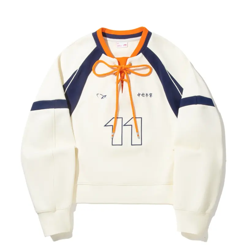 Li Ning Sweatshirts Women's M Of Pearl White/Deep Blue/Carrot Orange Moderate Regular