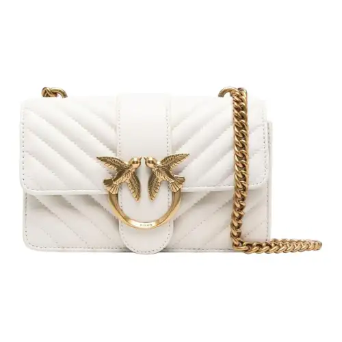 PINKO Sheepskin Crossbody Bag, Shoulder Bag Small Women's White