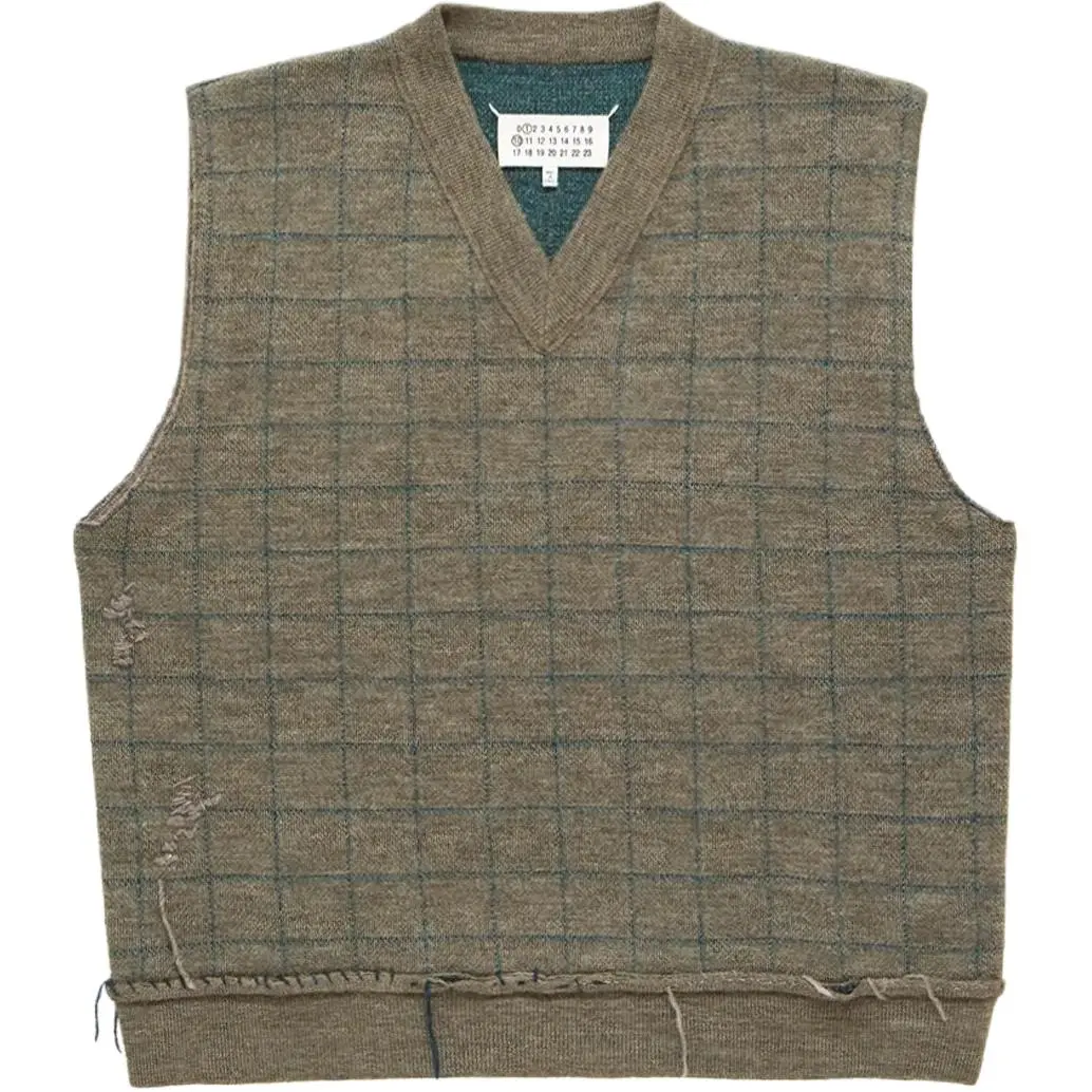 Maison Margiela checked V-neck vest